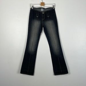 Z Cavaricci vintage no pocket hip hugger style flare permanent crease jeans SZ 3